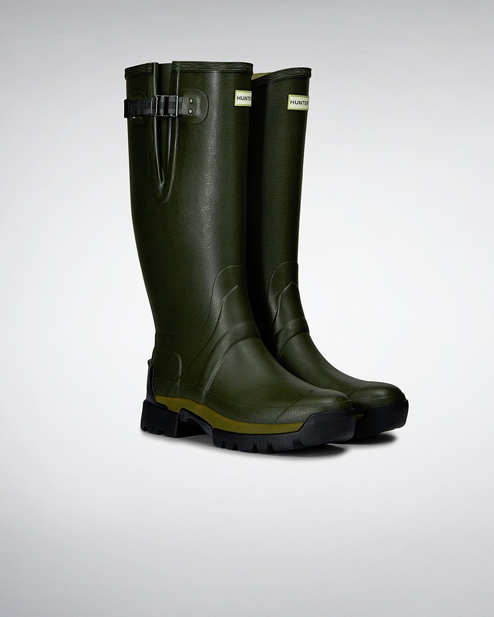 Hunter Balmoral Adjustable 3Mm Neoprene Tall Rain Boots - Cheap Online Mens Dark Olive - SABFWT729